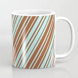[ Thumbnail: Sienna and Turquoise Colored Lines Pattern Coffee Mug ]