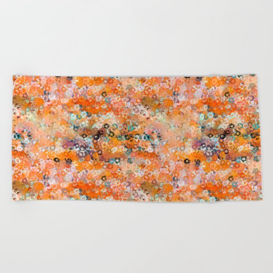 Blotchy Autumn Watercolor Pattern Beach Towel