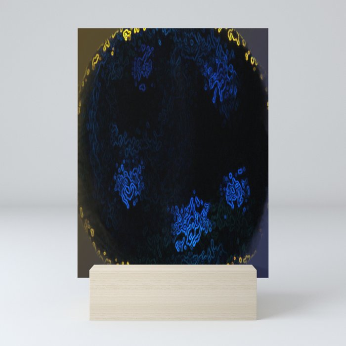 Stylish Black blue microscopic pattern design Mini Art Print