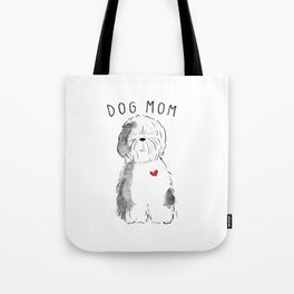 OES sheepdog olde english dog mom drawing sketch doodle mothers day  Tote Bag