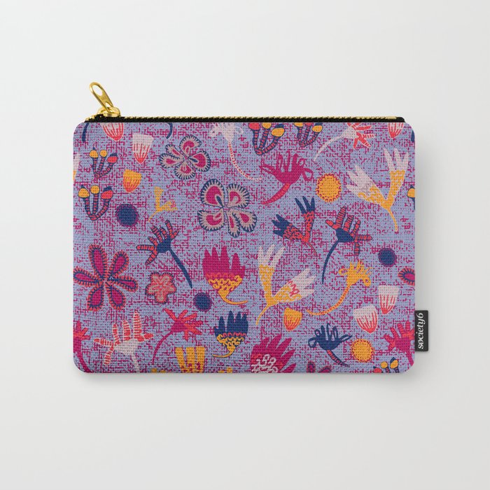 Stripey Daisy Field of Flowers Lilac Carry-All Pouch