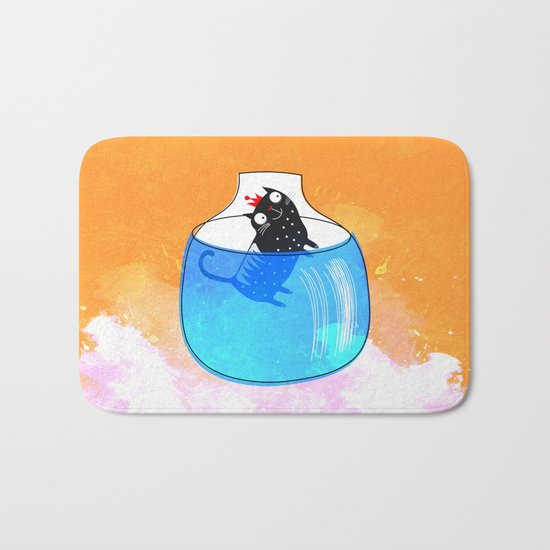 CAT IN A GOLDFISH BOWL Bath Mat