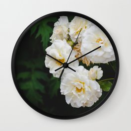 White Flowers Wall Clock