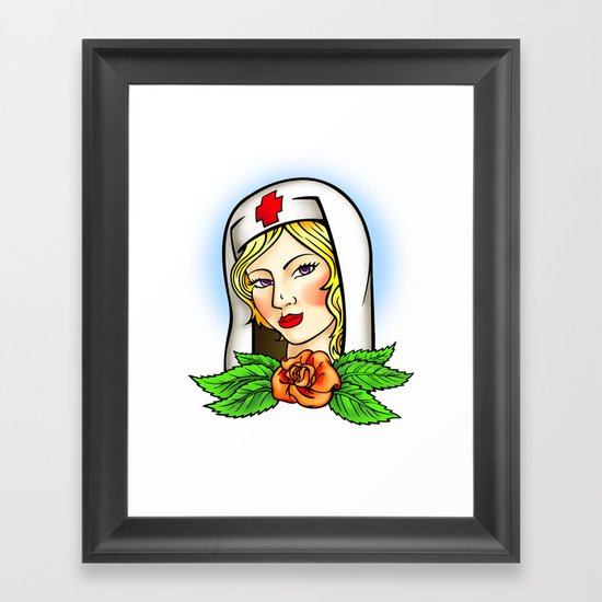 Nurse tattoo flash Framed Art Print