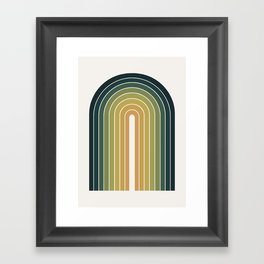 Gradient Arch XXVI Green Tones Mid Century Modern Rainbow Framed Art Print
