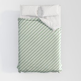 [ Thumbnail: Dark Sea Green & Mint Cream Colored Striped/Lined Pattern Duvet Cover ]