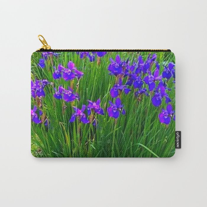BLOOMING SPRING PURPLE SIBERIAN  IRIS GARDEN  Carry-All Pouch