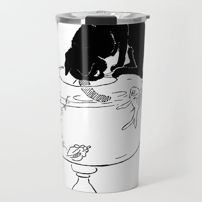 Theophile Steinlen Cats Pictures Without Words Cat And Fishbowl 2 Travel Mug By Alexandra Arts Society6 Tuxedo kitten cat koi fish pond garden light original aceo painting art. theophile steinlen cats pictures without words cat and fishbowl 2 travel mug by alexandra arts