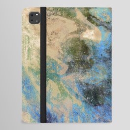 African Dye - Colorful Ink Paint Abstract Ethnic Tribal Organic Shape Art Cream Turquoise iPad Folio Case