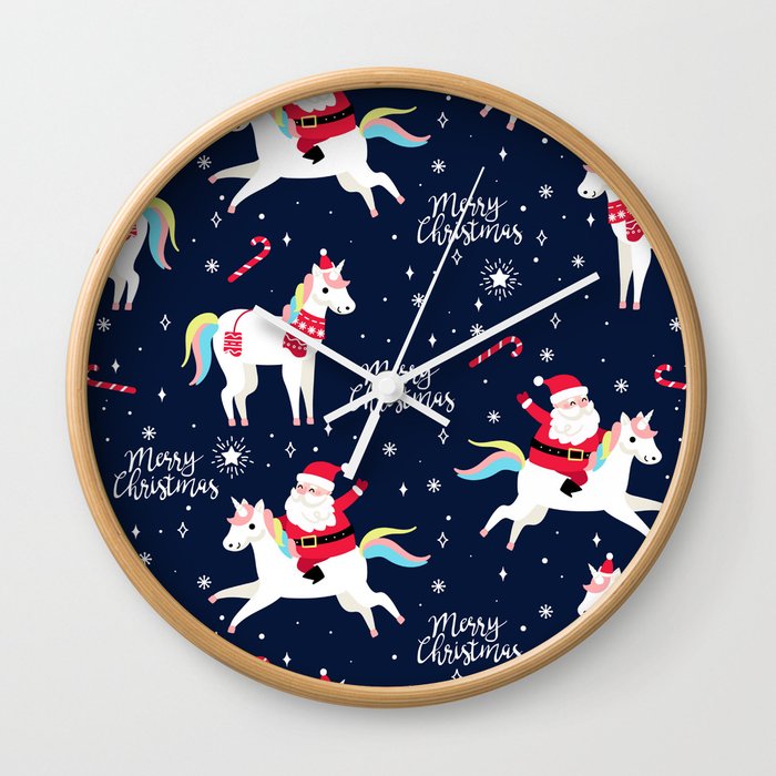 Christmas Unicorn Pattern Wall Clock