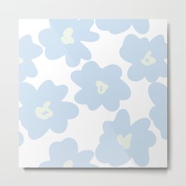 Baby Blue Abstract Matisse Spring Flowers Meadow Metal Print | Vintage, Summer, Bohemian, Boho, Retro, Illustration, Digital, Popart, Painting, Modern 