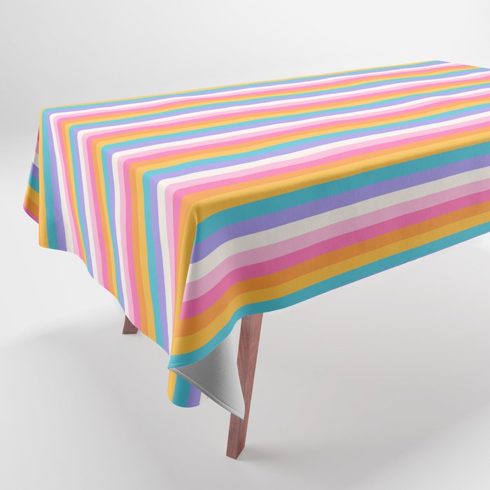 Neon Rainbow Stripes - Small Tablecloth
