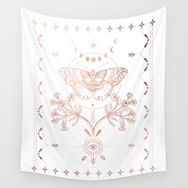 Magical Moth In Rose Gold Wall Tapestry