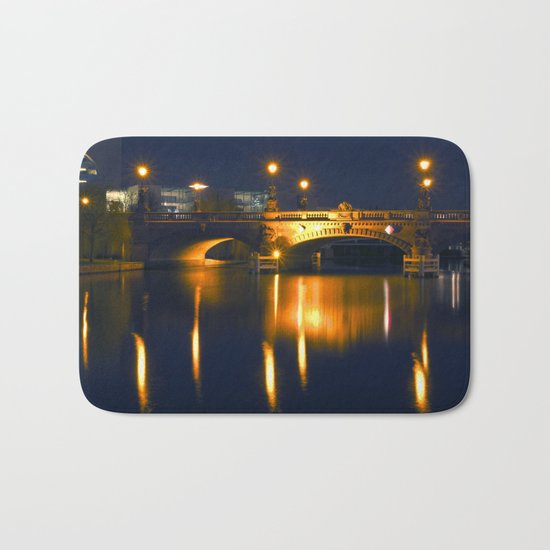 BERLIN NIGHT on the RIVER SPREE Bath Mat