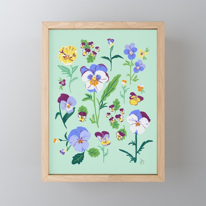 Pansies in the Spring - Botanical Framed Mini Art Print