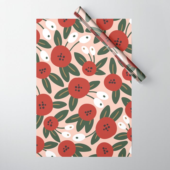 Red graphic bloom Wrapping Paper by mmartabc