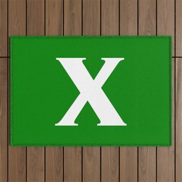 x (WHITE & GREEN LETTERS) Outdoor Rug
