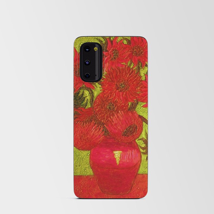 Vincent van Gogh Twelve red sunflowers in a vase still life with gold background portrait painting Android Card Case