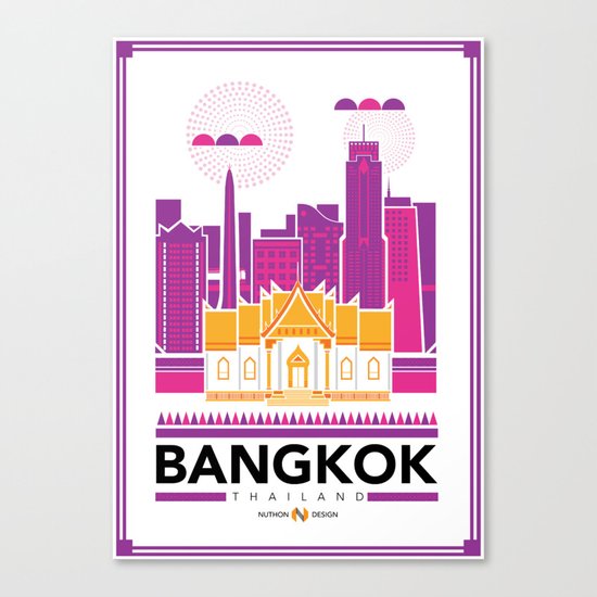 City Illustrations (Bangkok, Thailand) Canvas Print