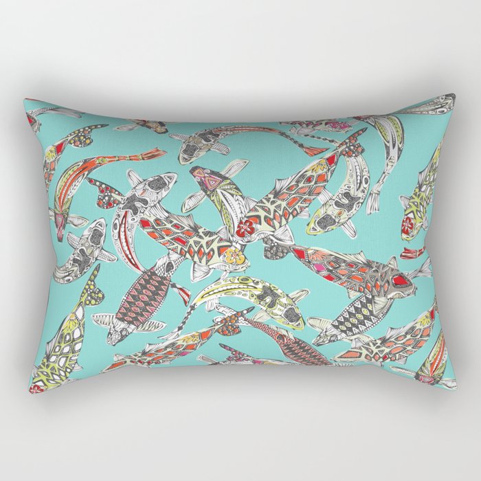 lucky koi blue Rectangular Pillow