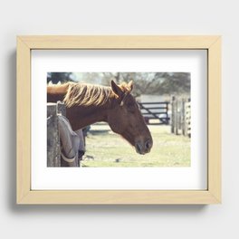 Horse feeling the breeze on its mane | Dreams of wild freedom Recessed Framed Print