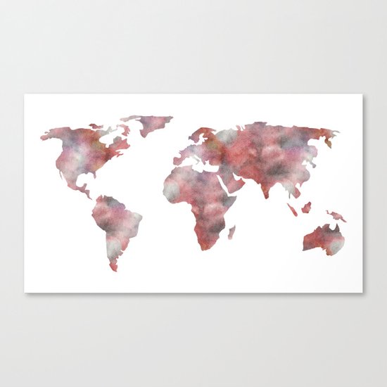 World Map in City Mod Red Slate Canvas Print