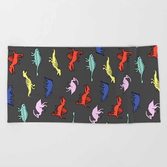 COLORFUL DINOSAUR Beach Towel