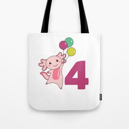 Axolotl Fourth Birthday Balloons For Kids Tote Bag