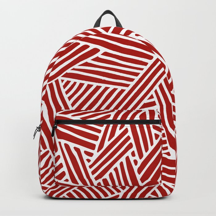 Abstract Navy Red & White Lines and Triangles Pattern Backpack