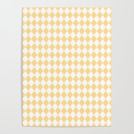Yellow Buttercup Modern Diamond Pattern on White Poster
