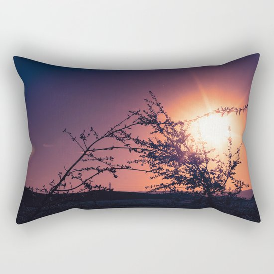 Catching the Moment (Coral Orange Sunset, Dark Violet sky) Rectangular Pillow