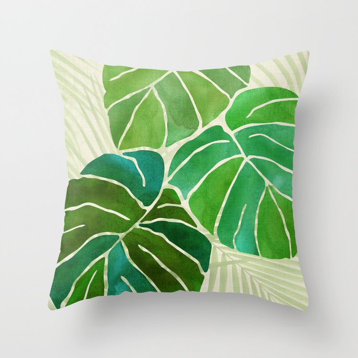 Tropical Plants Monstera Leaf Throw Pillow