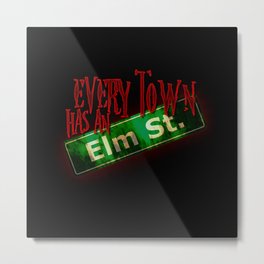 Every Town Elm Street Metal Print | Horrormovies, Digital, Typography, Scary, Elmstreet, Freddy, Painting, Streetsign, Popart, Halloween 