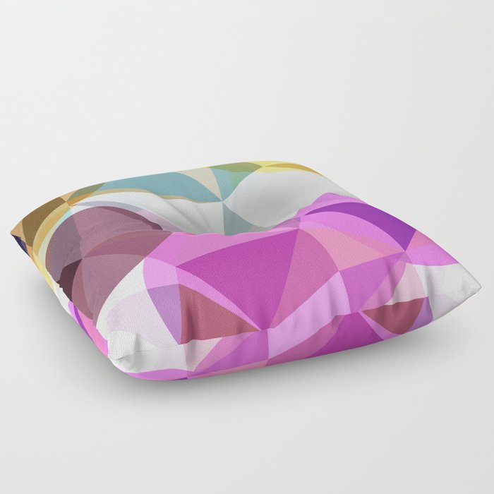 geometric triangle and circle pattern abstract in pink blue yellow Floor Pillow