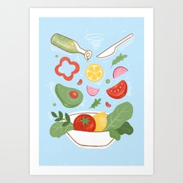 Illustration with hand drawn vegetables. Print with vegetables. Vegetarian healthy food. Avocado, tomatoes, lemon, beans, paprika, onion, lettuce. Drawing for posters, menu, cards, background. Art Print | Tomatoes, Print, Vegetables, Healthyfood, Salad, Vegetablesprint, Freshingredients, Cooking, Restaurant, Avocado 