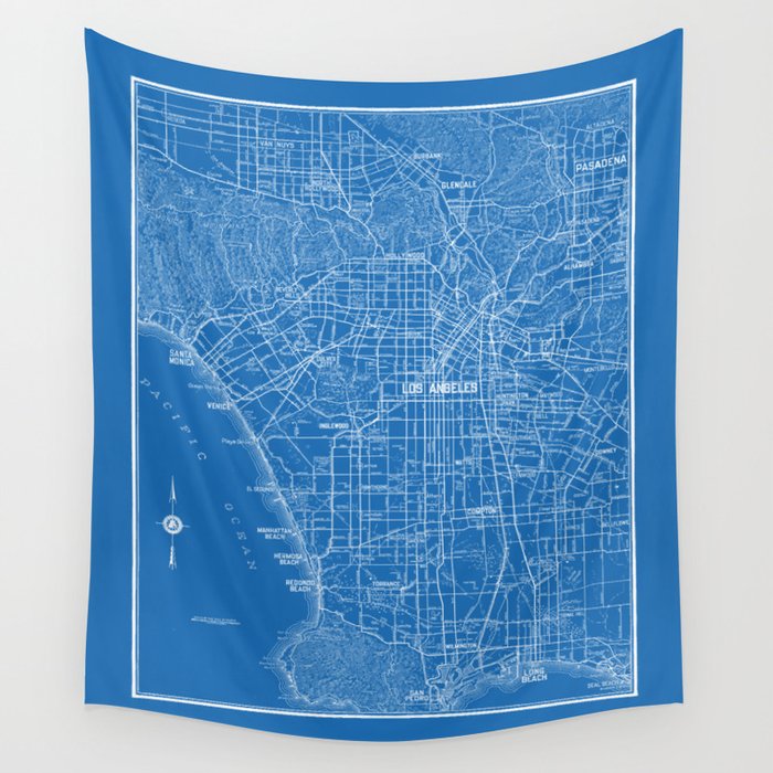 Los Angeles Street Map Wall Tapestry by Catherine Holcombe  Society6