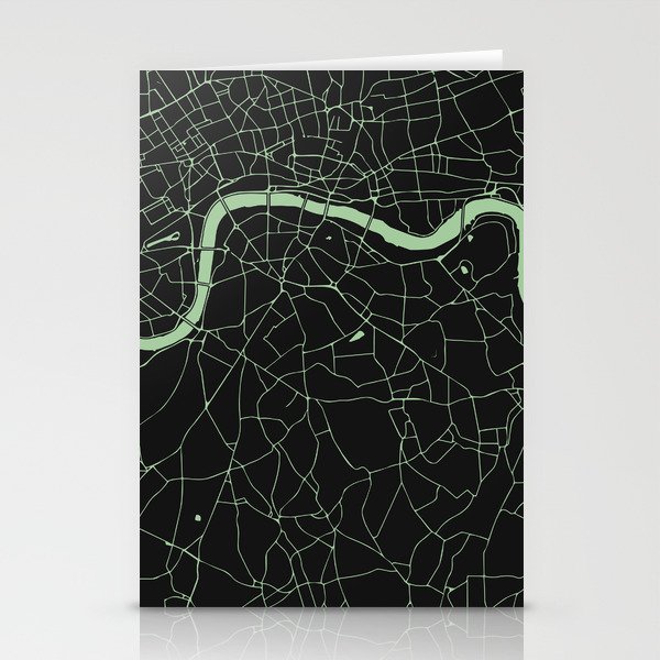 London Black on Green Street Map Stationery Cards