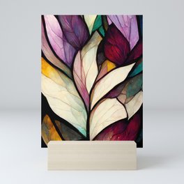 Stained Glass - Colorful Leaf and Petal Pattern Mini Art Print