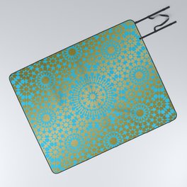 Moroccan Nights - Gold Teal Mandala Pattern 1 - Mix & Match with Simplicity of Life Picnic Blanket