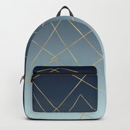 Geometric Gold Lines Blue Gradient Design Backpack
