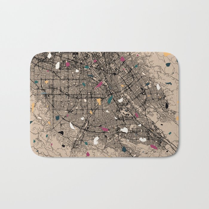 San Jose USA City Map - Terrazzo Collage Bath Mat