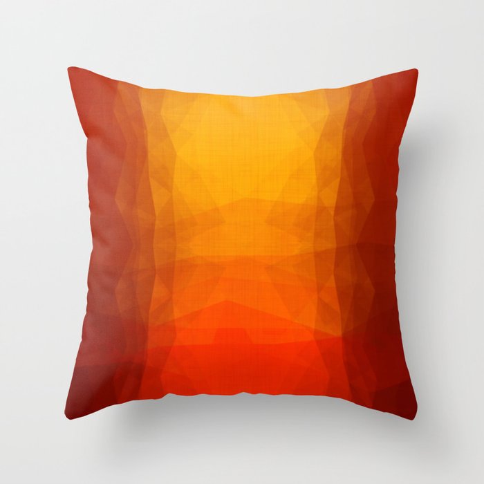 Tropical Sunrise, batik tie dye abstract painting in warm colors, orange, burnt orange, gold Throw Pillow