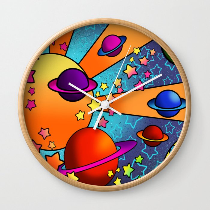spacey groovy, peter max inspired Wall Clock