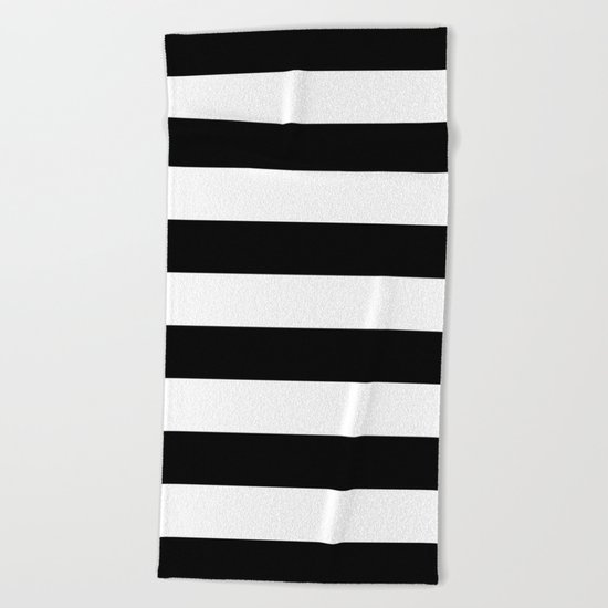 Stripe Black & White Horizontal Beach Towel