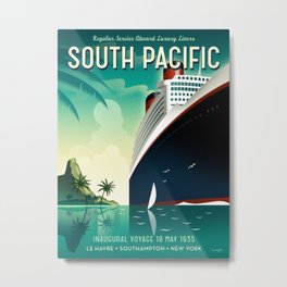 South Pacific ship travel poster Metal Print | Graphic Design, Vintage, Illustration 