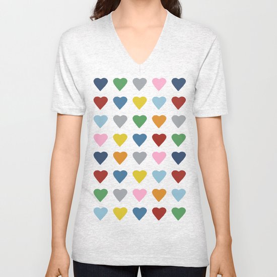 64 Hearts Unisex V-Neck