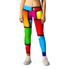 Colors and squares Leggings | Digital, Graphicdesign, Colors, Yellowsquare, Squares, Pattern, Colorful, Square, Redsquare, Bluesquare 