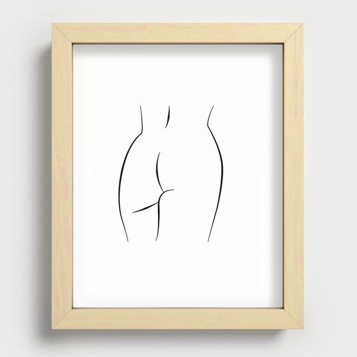 Minimalist Line art abstract nude woman ass Recessed Framed Print