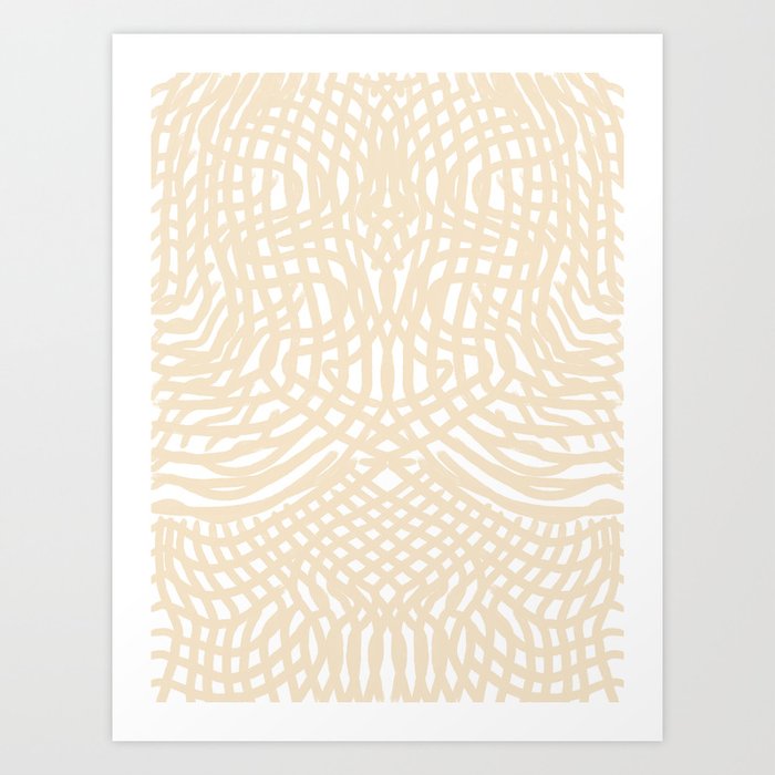 Cream and White Abstract Lace Grid Art Print