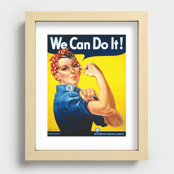 We Can Do It Iconic Rights Woman Lithograph Retro Reproduction Recessed Framed Print
